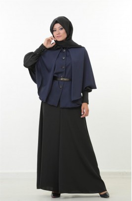 Kayra Hakim Yaka Pelerinli P.Etek Takım C36052P-74