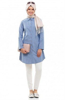 Loreen Tunik-Mavi Beyaz LR1620-7002