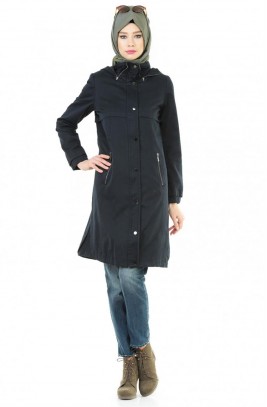 Tuğba & Venn Kapişonlu Kap-Lacivert G7027-08