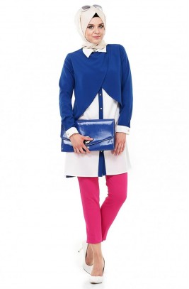 Bürün Şömizye Yaka Tunik-Saks 5635-47