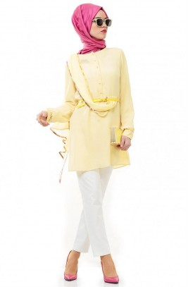 Puane Studio Bisiklet Yaka Kesimli Tunik-Sarı 505-013-29