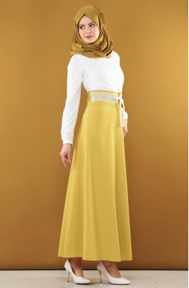 İpekdal Bebe Yaka Elbise-Fıstık Yeşili 3664-23